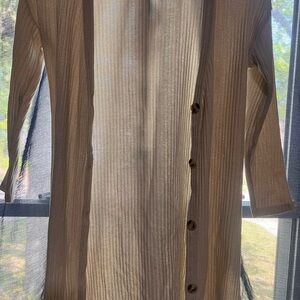 btween Girls 7/8 - Cream Ribbed Button-Front Cardigan